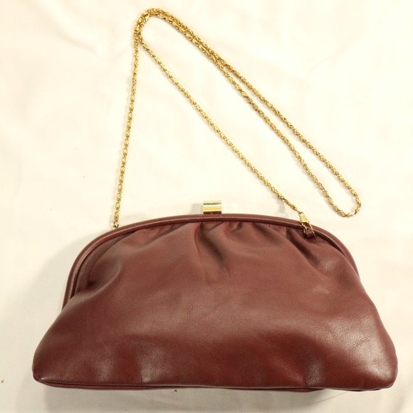 TJW by Mervyn's Genuine Leather Vintage Gold Chain Purse - Picture 2 of 13